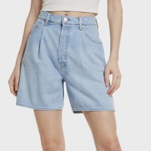 MOTHER Snacks Pleated Denim Shorts